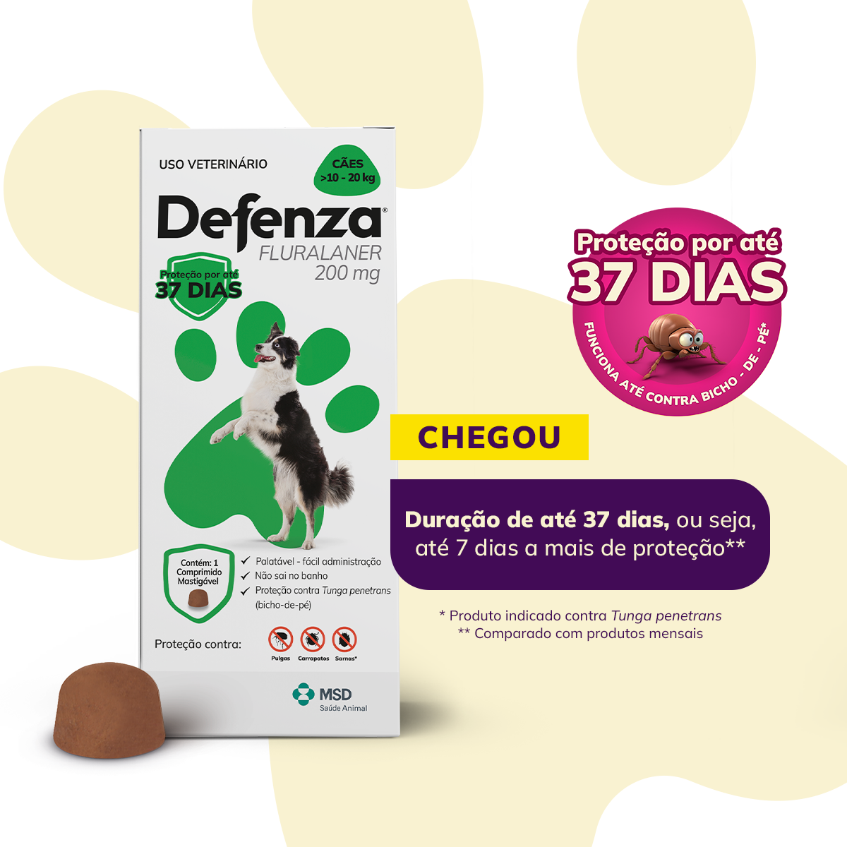 Defenza 200mg - Antipulgas e Carrapatos para Cães 10 a 20kg